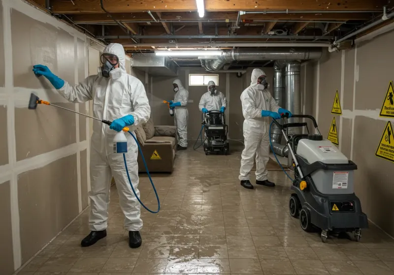 Basement Moisture Removal and Structural Drying process in Mint Hill, NC